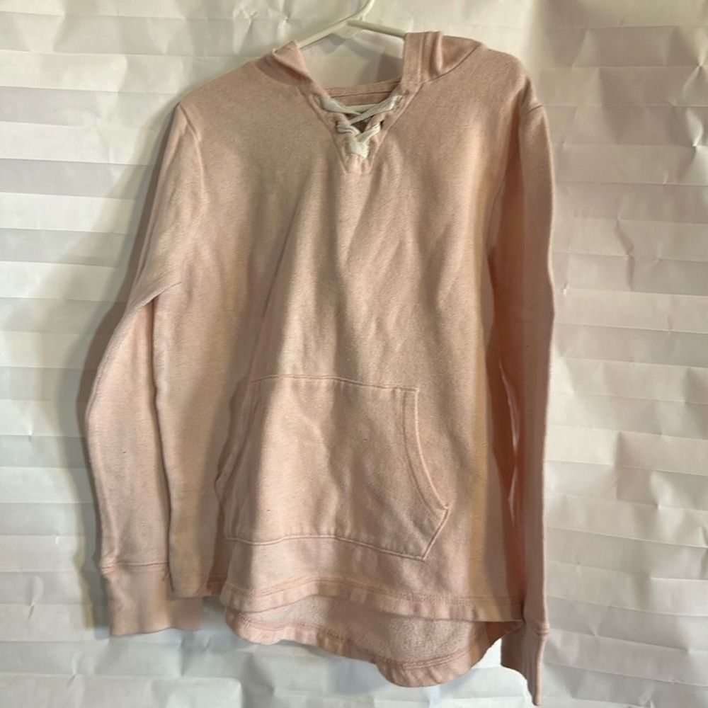 SO The Perfect Hoodie Girls Size 7/8 Pink White Lace-Up Front Long Sleeve Sweats